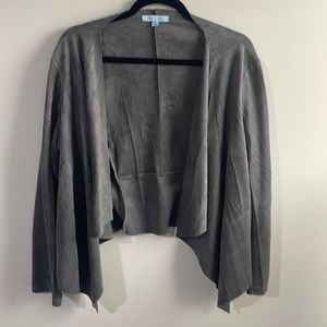 Gray long sleeve jacket - faux suede material - gray - size Large